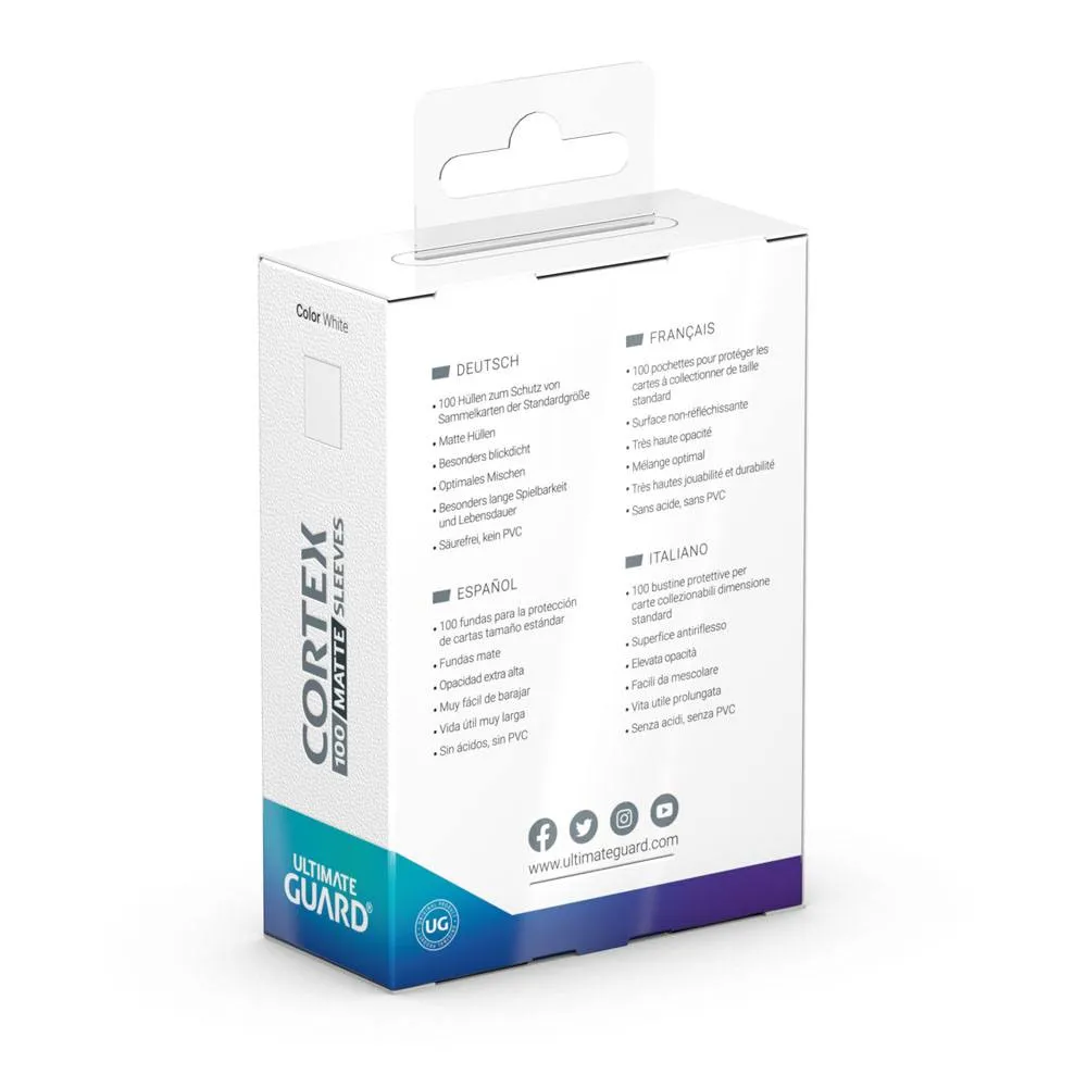 Ultimate Guard Cortex Sleeves Matte Standard Size 66 x 91 mm (100 Sleeves) - White